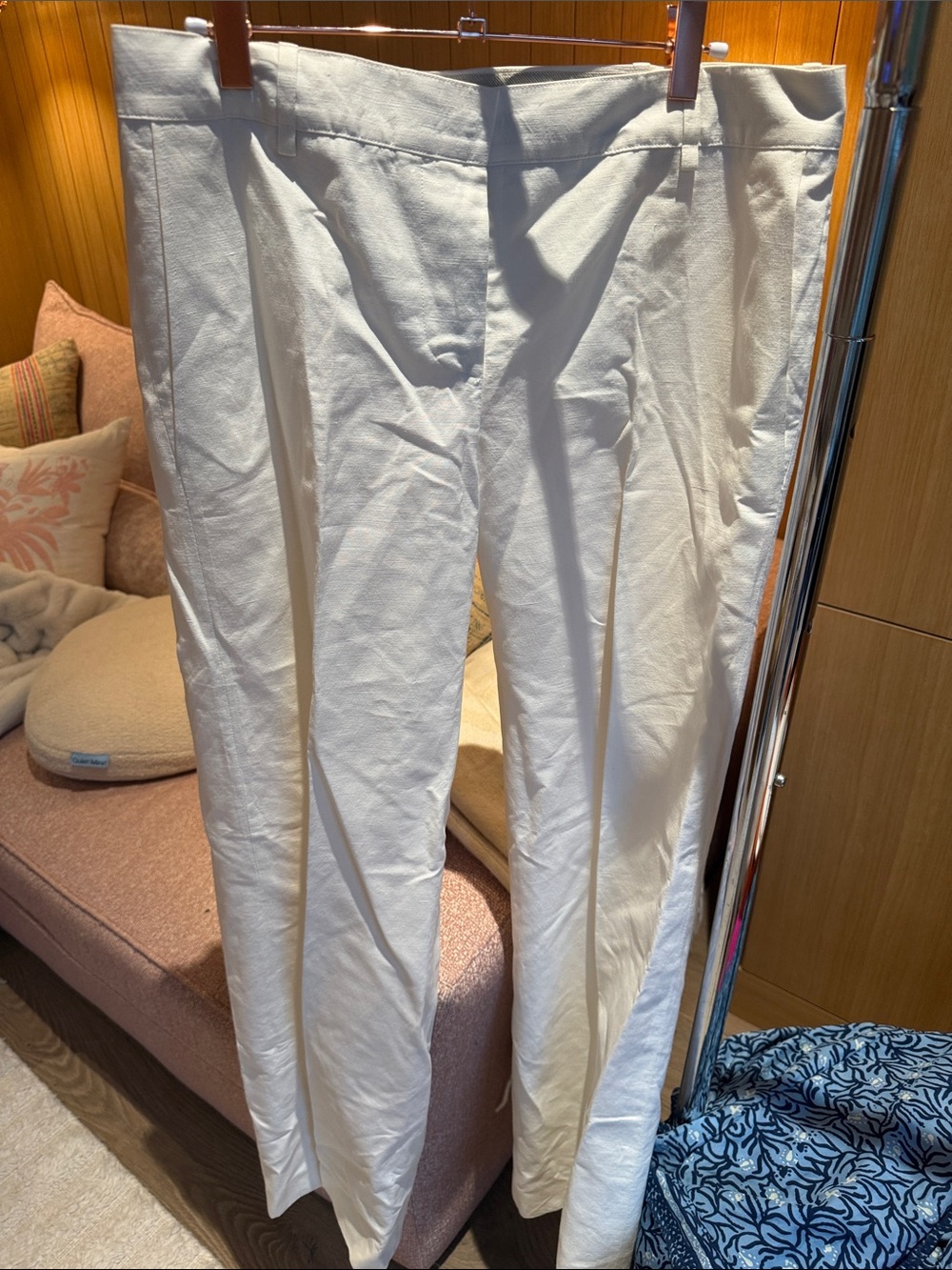 Chloe Womens Cream Trousers — Slim Tailored Fit